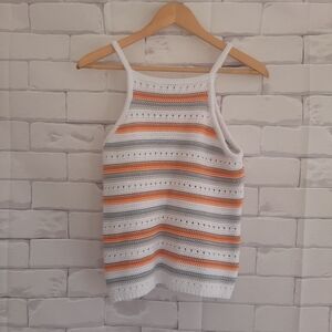 Jinney Halter Tank in Bleach White Multi 525- Sz-L